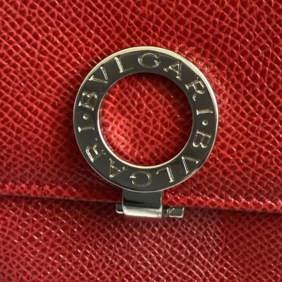 BVLGARI Red EUC Leather Compact Flap Wallet - Picture 2 of 15